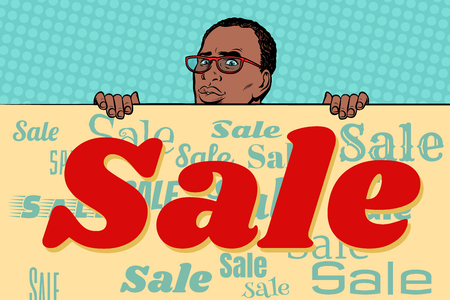 Businessman with sale poster backgroundのイラスト素材