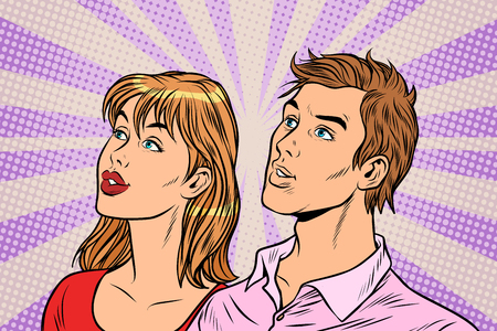 Beautiful couple - man and womanのイラスト素材