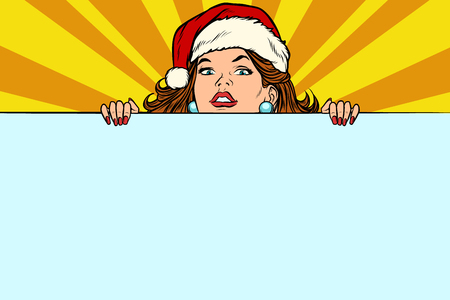 Santa girl with copy space posterのイラスト素材