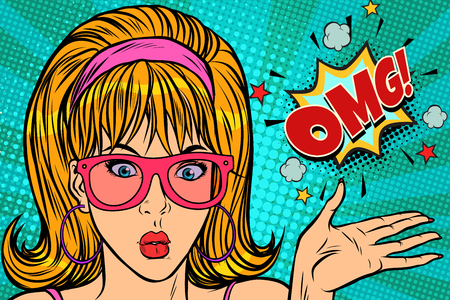 Surprise OMG pop art womanのイラスト素材