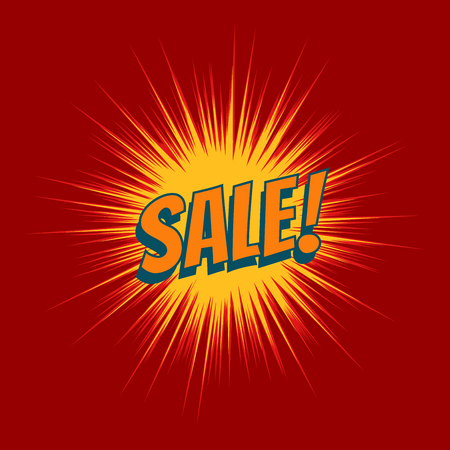 Sale text pop art red backgroundのイラスト素材