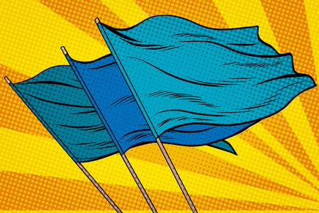 blue flag pop art background. retro vector illustration. rally demonstrationの写真素材