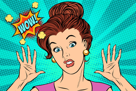 wow woman pop art illustration. retro vectorの写真素材