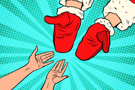 Hand of Santa Claus and womenのイラスト素材