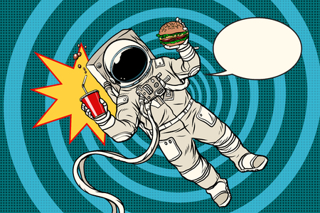 Pop art astronaut street foodのイラスト素材