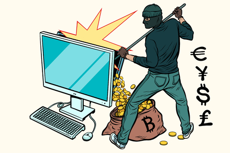 Online hacker steals money from computerのイラスト素材