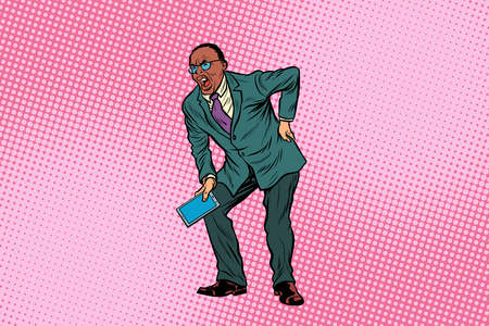Male back pain. African American peopleのイラスト素材