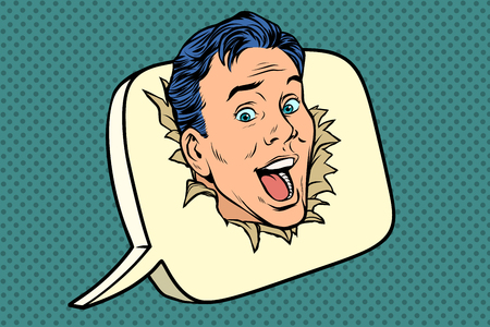 joyful avatar in the message. Pop art retro vector illustrationのイラスト素材