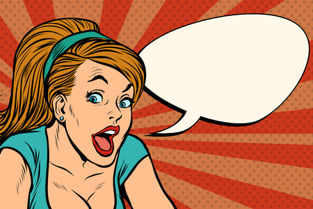retro woman comic messageのイラスト素材