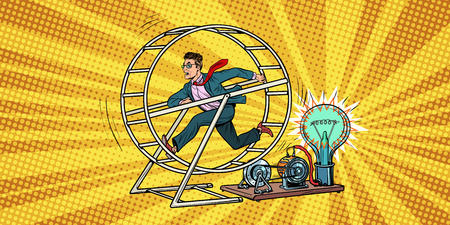 businessman in a squirrel wheel. Pop art retro comic book vector illustrationのイラスト素材
