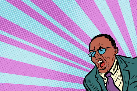 Pop art man shouting. African American people. Pop art retro vector illustrationの写真素材
