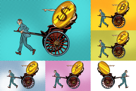 Set transfer cryptocurrency, bitcoin dollar and other moneyのイラスト素材