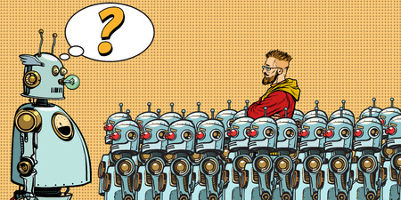 Future. The choice between robots and humansのイラスト素材