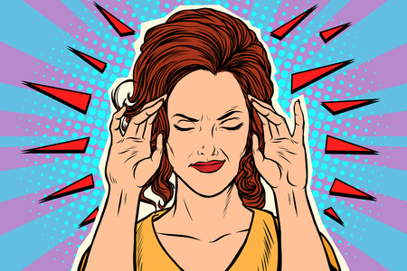Woman headache, medical symptom of the diseaseのイラスト素材