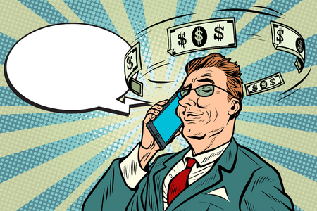 Businessman talking on the phone about moneyのイラスト素材
