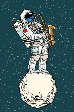 astronaut saxophonist plays jazz in space, saxophone musical insの写真素材