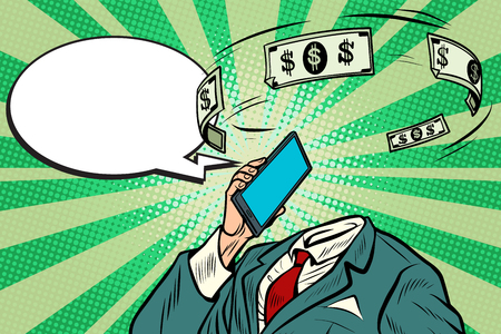 Online banking and financial communications. Pop art retro vector illustrationのイラスト素材