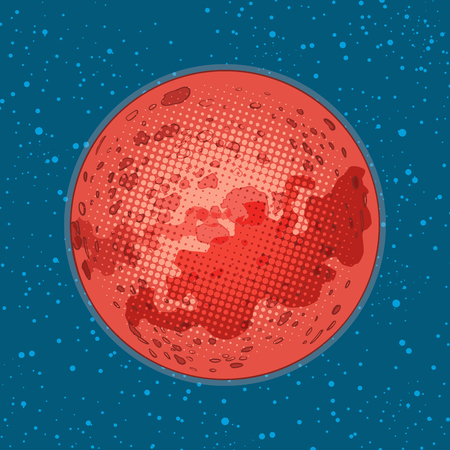 The planet Mars, space exploration, science and astronomy. Pop art retro vector illustration comic cartoon hand drawn vectorのイラスト素材