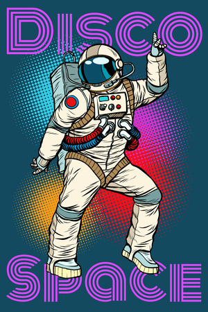 Astronaut dancing disco funny. Pop art retro comic book vector cartoon hand drawn illustrationの写真素材
