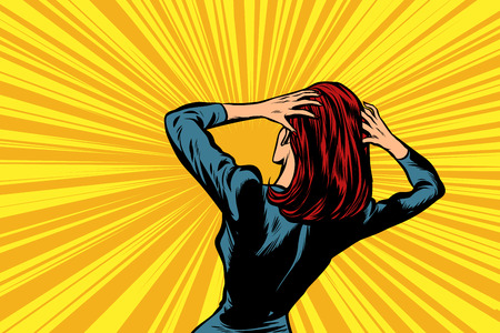 Pop art woman in panicの写真素材