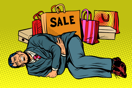 Man is bad after the sale in pop art retro illustration comic cartoon drawing.のイラスト素材