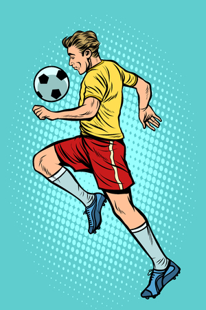 Retro football player with a soccer ballのイラスト素材