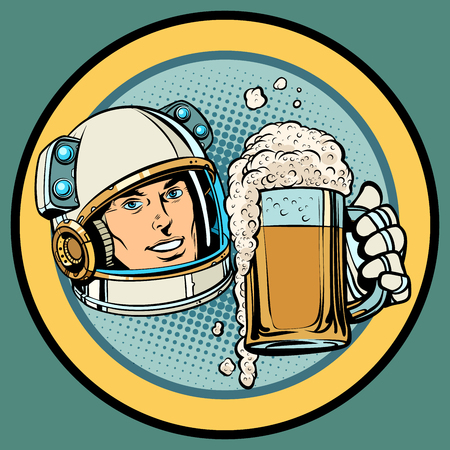 Astronaut with a mug of beerのイラスト素材
