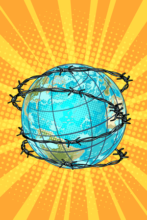planet earth barbed wireのイラスト素材