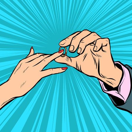 Engagement, bride and groom wedding ringのイラスト素材