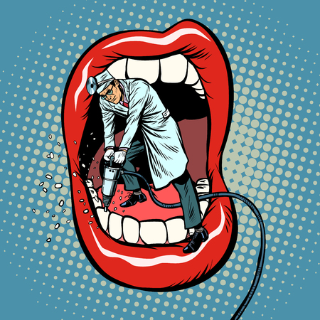 dentist jackhammer drilling teethの写真素材
