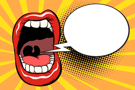 Open mouth comic balloonの写真素材