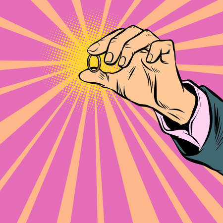 man holding a wedding ringのイラスト素材