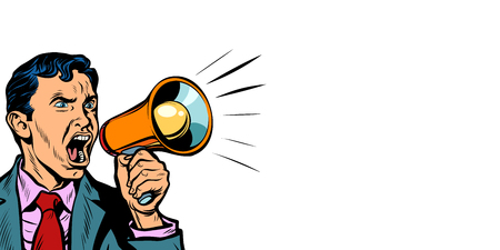 businessman with megaphone horizontal copy space backgroundのイラスト素材