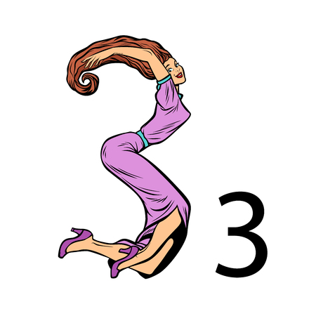 number three 3. Business people silhouette alphabetのイラスト素材