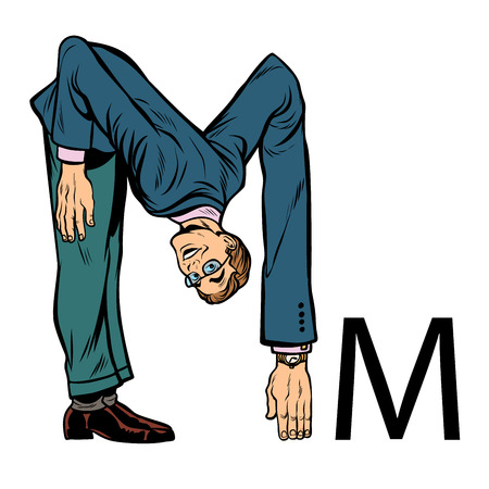 letter M em. Business people silhouette alphabetのイラスト素材