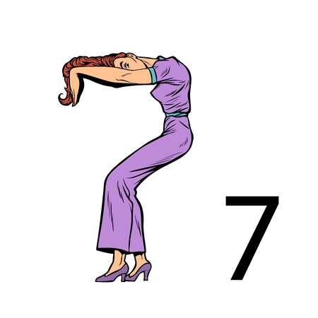 number seven 7. Business people silhouette alphabetのイラスト素材