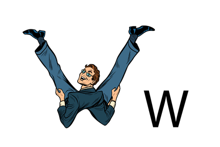 letter W doubleu doubleues. Business people silhouette alphabetのイラスト素材