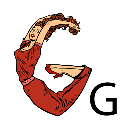 letter G gee. Business people silhouette alphabetのイラスト素材