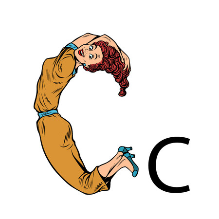 letter C cee. Business people silhouette alphabetのイラスト素材