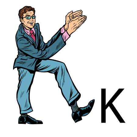 letter K kay. Business people silhouette alphabetのイラスト素材