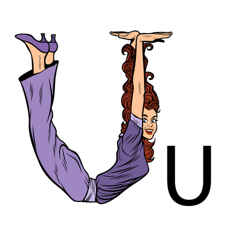letter U ues. Business people silhouette alphabetのイラスト素材