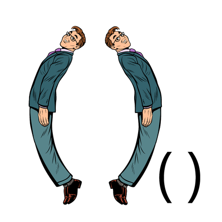 brackets symbol. Business people silhouette alphabetのイラスト素材