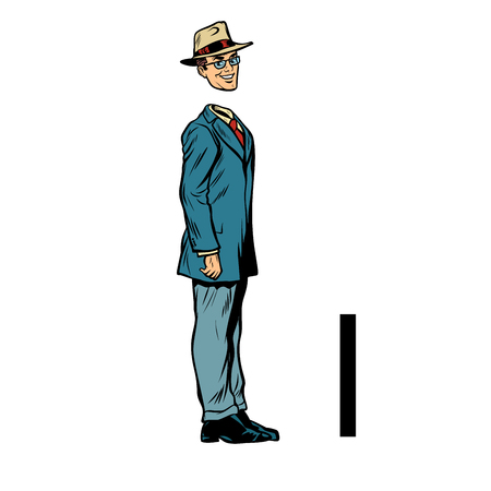 letter I ies. Business people silhouette alphabetのイラスト素材