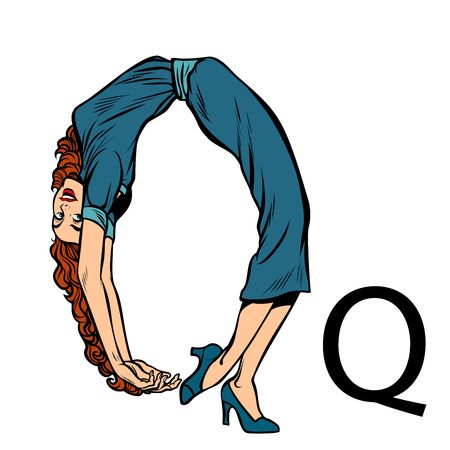 letter Q cue. Business people silhouette alphabetのイラスト素材