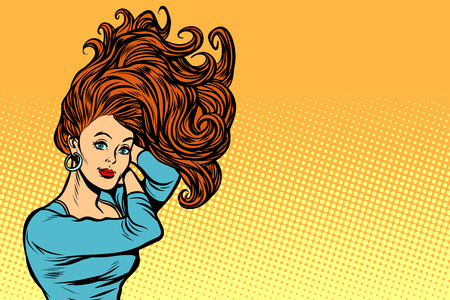 woman with magnificent hairの写真素材
