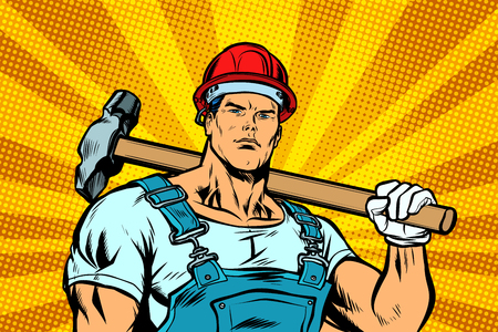 Working with hammerのイラスト素材