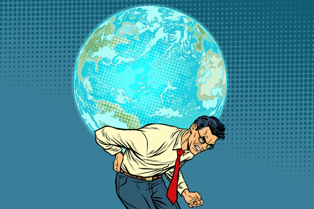 man carrying planet Earthのイラスト素材