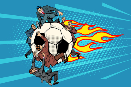 the football is flying like a meteor. competition of politiciansのイラスト素材