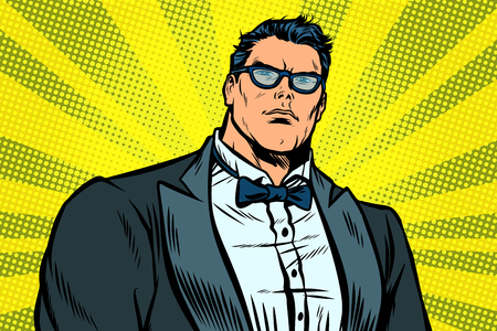 strong handsome man in a tuxedo. Pop art retro vector illustration kitsch vintageのイラスト素材