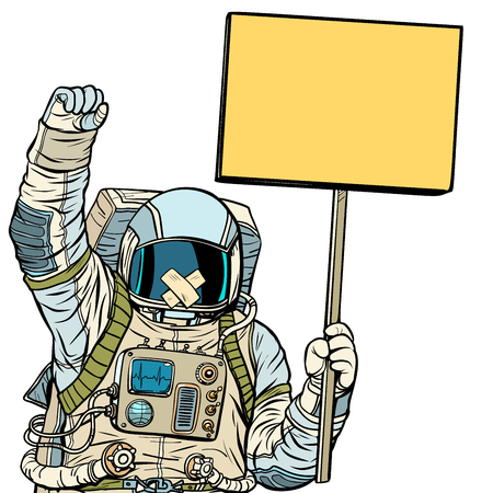 Astronaut with gag protesting. Isolate on white backgroundのイラスト素材